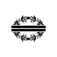 Elegant Floral Laurel Frame with Black Text Space, Minimalist vector