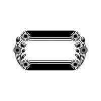 Floral Frame Black and White Daisy Border on White Background vector