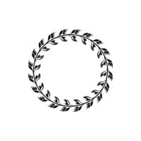 Minimalist Floral Wreath Illustration Black Leaves on Cream Background vector