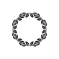 Elegant Leafy Circle Frame, Minimalist , Black on White vector