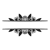 Elegant Floral Frame in Black and White, Space for Text vector