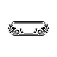 Minimalist Floral Frame in Black and White, Element vector