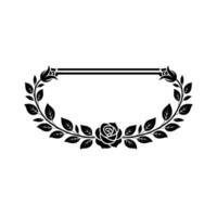 Elegant Black Rose and Leaf Frame on White Background vector