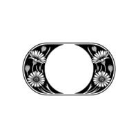 Elegant Floral Frame, Art Nouveau Style, Black and White, Empty Space vector
