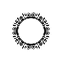 Floral Circle Frame Elegant Black and White for Invitations Logos vector