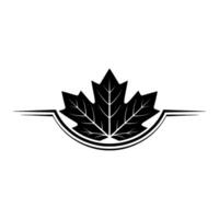 Black Maple Leaf Emblem on Gray Background - Simple vector
