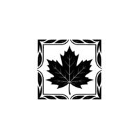 Elegant Black Maple Leaf Emblem in Decorative Frame on White vector