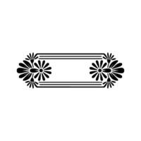 Floral Rectangular Frame Black on White Minimalist vector