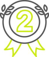 A green and yellow badge with the number two in it vector