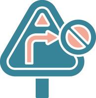 No Turn Right Crystal Unit vector