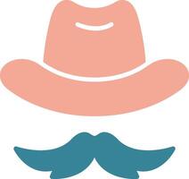Mustache Efficient Flat Badge vector