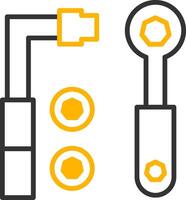 Multi Socket Wrench Set Line Two Color vector