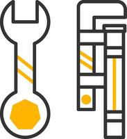 Heavy Pipe Wrench Tool Line Two Color vector
