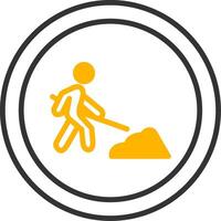 Construction Work Ahead Board Line Two Color vector