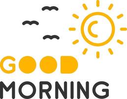Bright Good Morning Note Line Two Color vector