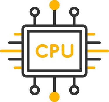 multinúcleo juego de azar UPC procesador línea dos color vector