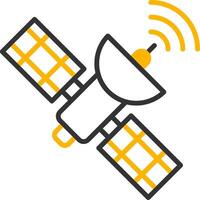 Communication Satellite Dish Line Two Color vector