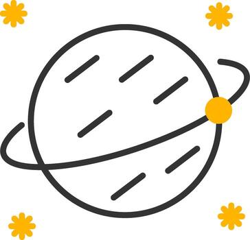 Rotating Planet Graphic Line Two Color vector