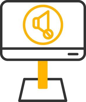 Red Mute Microphone Button Line Two Color vector