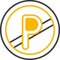 No Parking Zone Notice Line Two Color vector