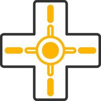 Four Way Road Intersection Line Two Color vector