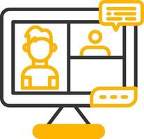 Virtual Freelancer Meeting Setup Line Two Color vector