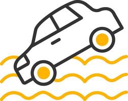 Wet Weather Driving Conditions Line Two Color vector