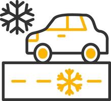 Snowy Road Driving Line Two Color vector