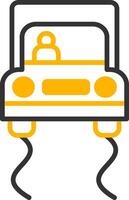 Road Slippery When Wet Sign Line Two Color vector