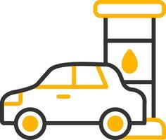 Refueling Car at Station Line Two Color vector