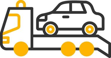 Vehicle Car Towing Scene Line Two Color vector