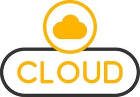 Open Cloud Button Line Two Color vector