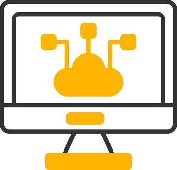 borde informática nodo icono línea dos color vector