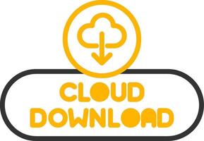 Cloud Download Icon Button Line Two Color vector