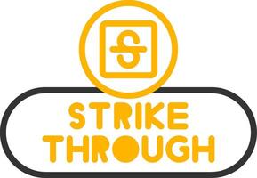 Strikethrough Text Button Line Two Color vector