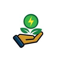 sustainable icon. green energy in hand. reuse, recycle, net zero, green energy, eco-friendly cooncept vector