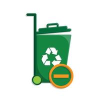 trash icon. recycling symbol with minus symbol on the bottom right. sustainability. reuse web icon, eco-friendly, second-hand.91x vector