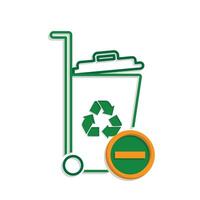 trash icon. recycling symbol with minus symbol on the bottom right. sustainability. reuse web icon, eco-friendly, second-hand.njb vector