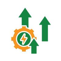 sustainable icon. green energy and up arrow. reuse, eco-friendly energy, zero emission, green energy, eco-friendly concept.oa vector