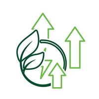 sustainable icon. green energy and up arrow. reuse, eco-friendly energy, zero emission, green energy, eco-friendly concept.nkn vector