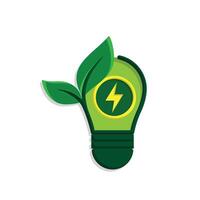 sustainable icon. green energy with light. energy source. resource office, eco energy, electricity symbol. Simple 3D design style vector