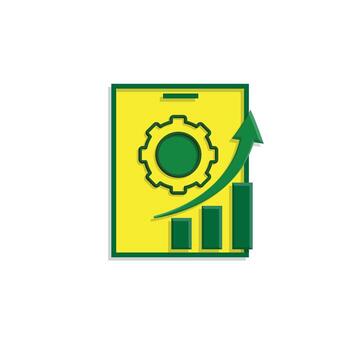 mejoramiento icono. móvil aplicación mejoramiento. teléfono inteligente con engranajes y grafico yendo arriba. símbolo para automatización, productividad.eps vector