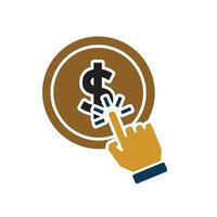 a hand pressing a button.qwerty on a dollar coin vector