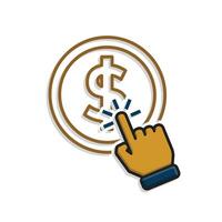 Optimization icon. Conversion Rate Optimization. Coin with click. Symbol for Process, automation, productiviti vector