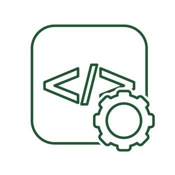 mejoramiento icono. eso infraestructura mejoramiento. programación código con engranajes símbolo para proceso, productividad141 vector