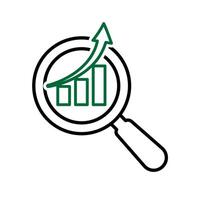 Optimization icon. SEO Optimization. magnifying glass with an upward graph. symbol for Process, automation, productivitylk vector