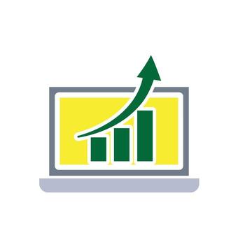 Optimization icon. Website Speed Optimization. monitor with graph going up. symbol for Process, automation, productivitycx, vector