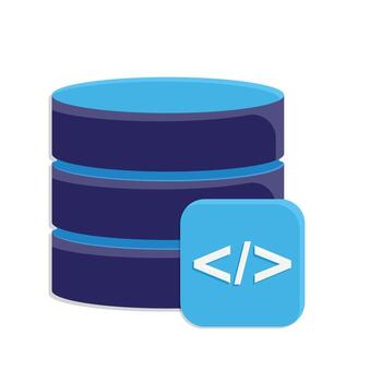 mejoramiento icono. base de datos mejoramiento. base de datos apilar con programación código. símbolo para proceso, automatización, productividadxc vector