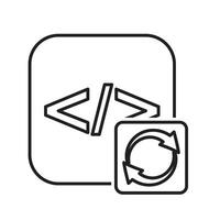 Optimization icon. IT Infrastructure Optimization. Programming code with automated flow. Symbol for Process, productivitysd vector