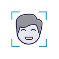 Automation icon. AI Face Recognition symbol. Face with detection box. depicts technology, future, artificial intelligence44 vector